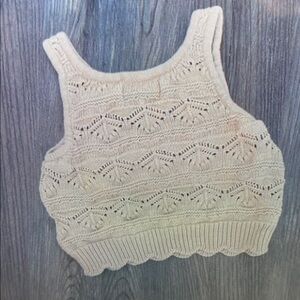 Kids Cream Knit Tank Top